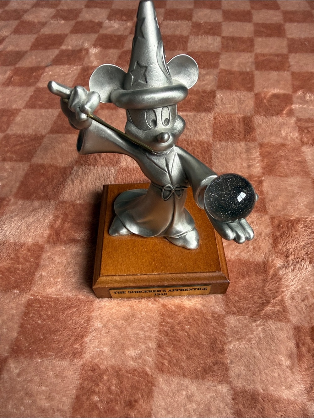 Disney Silver Sorcerer Mickey Figurine with Crystal Orb